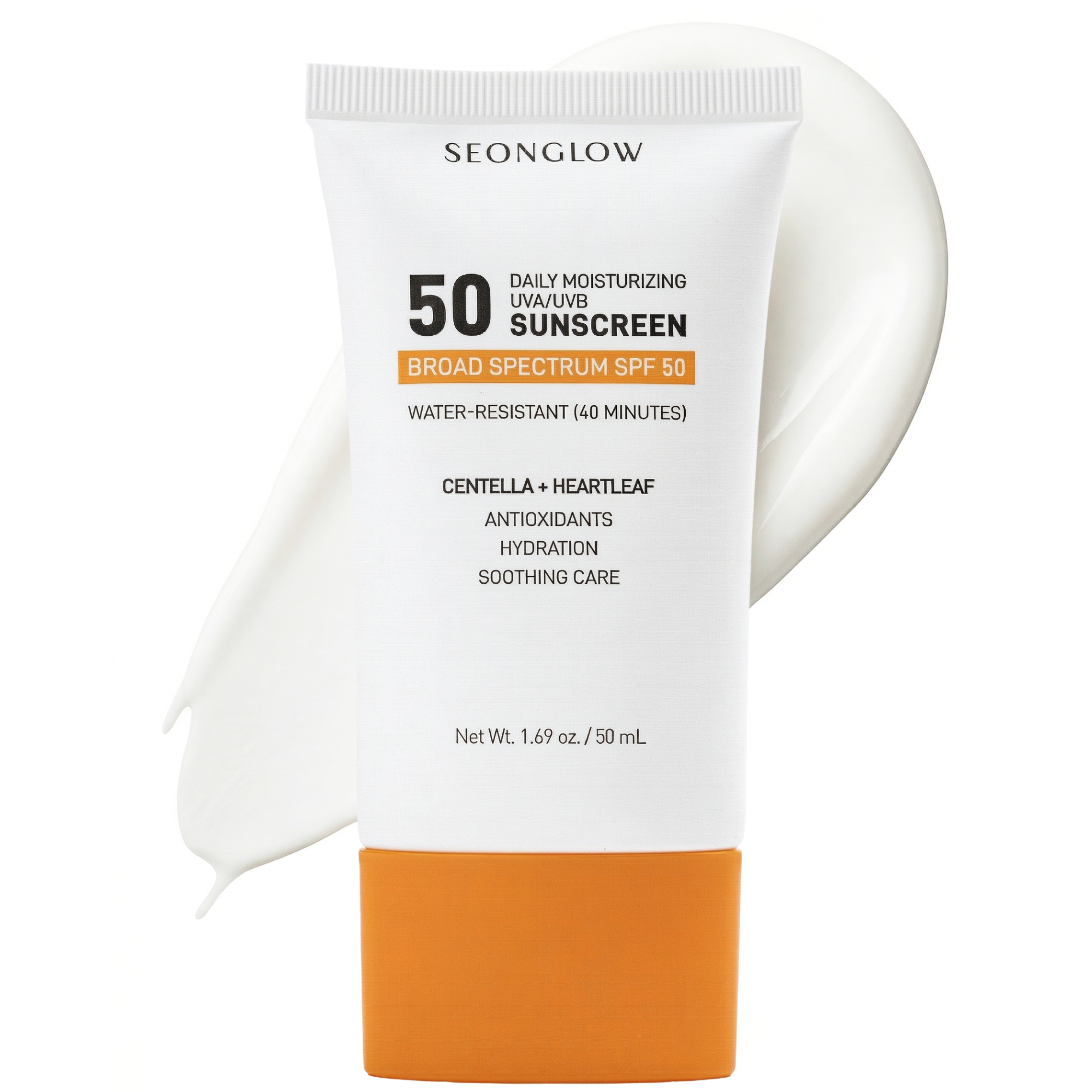 Sunscreen for Face SPF 50: Korean Daily Facial Moisturizer Sun Protector with Centella Heartleaf & Vitamin E - Lightweight Formula No White Cast & Water Resitant 0.68 OZ/ 20mL