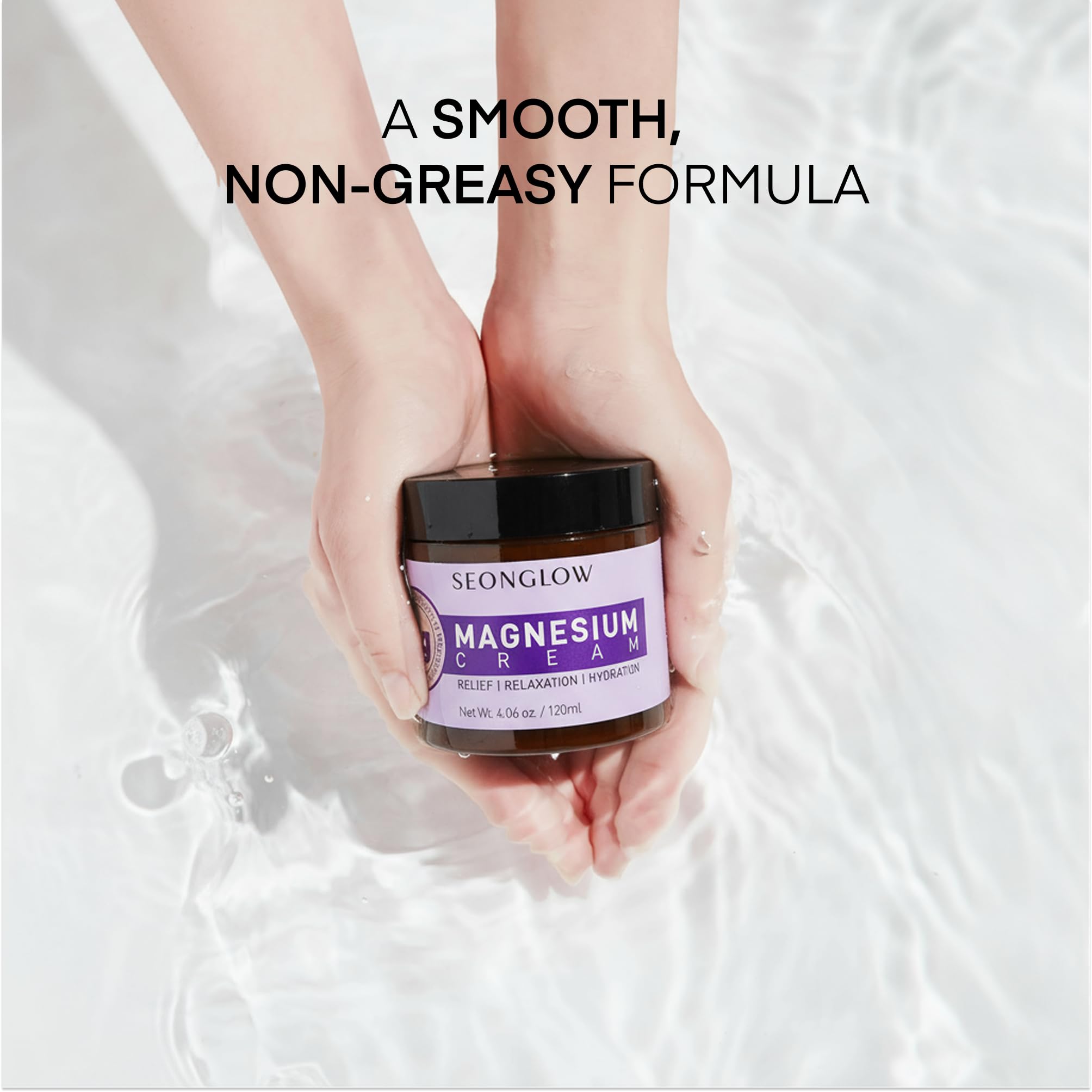 Magnesium Cream for Sleep & Leg Cramps: Fast-Absorbing Lotion with Lavender & Shea Butter, promotes relaxation for kids and adults, 4.06 Fl Oz – Made in Korea