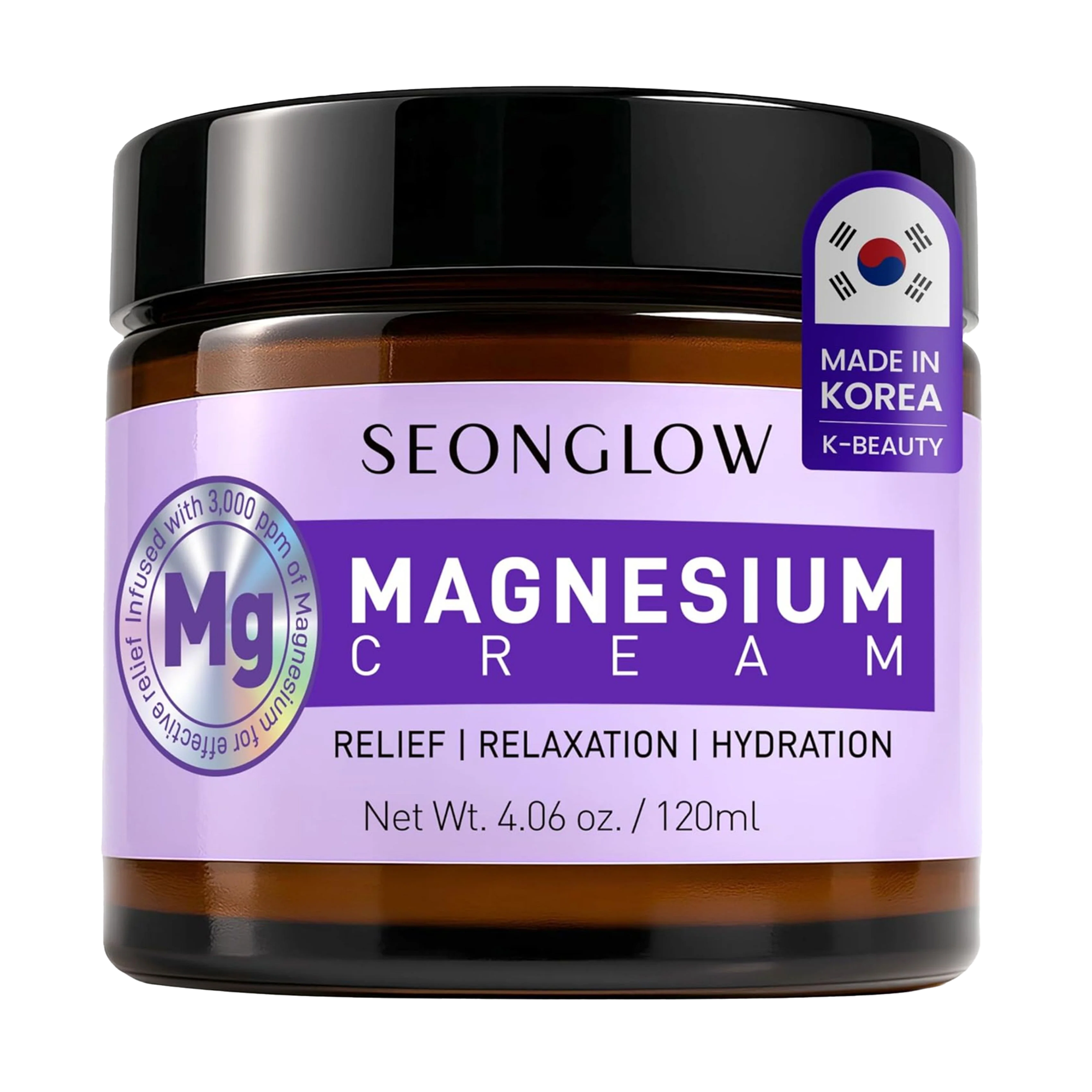 Magnesium Cream for Sleep & Leg Cramps: Fast-Absorbing Lotion with Lavender & Shea Butter, promotes relaxation for kids and adults, 4.06 Fl Oz – Made in Korea