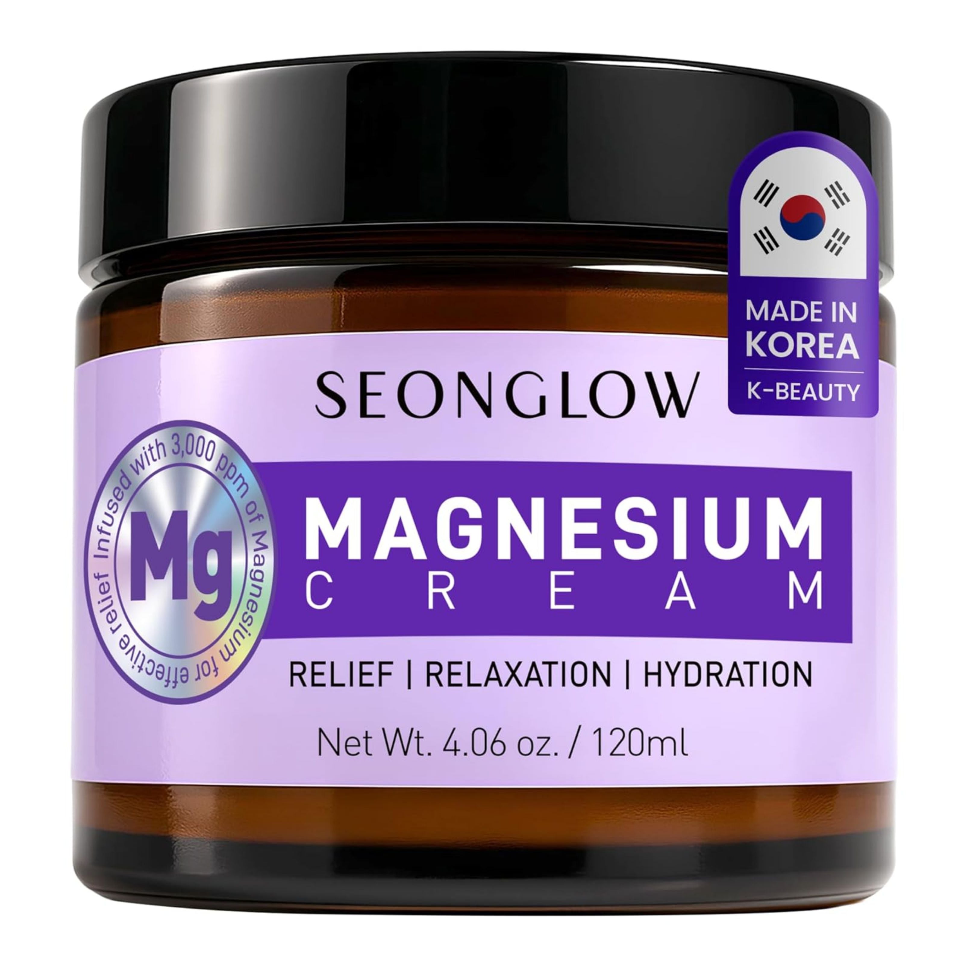Magnesium Cream for Sleep &amp; Leg Cramps: Fast-Absorbing Lotion with Lavender &amp; Shea Butter, promotes relaxation for kids and adults, 4.06 Fl Oz – Made in Korea