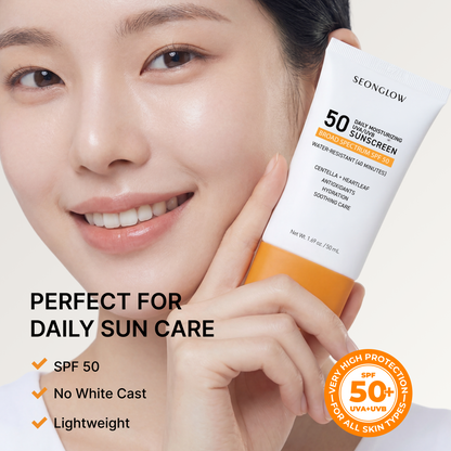 Sunscreen for Face SPF 50: Korean Daily Facial Moisturizer Sun Protector with Centella Heartleaf &amp; Vitamin E - Lightweight Formula No White Cast &amp; Water Resitant 0.68 OZ/ 20mL