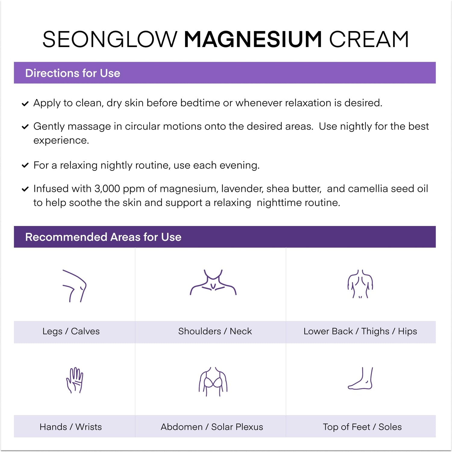 Magnesium Cream for Sleep &amp; Leg Cramps: Fast-Absorbing Lotion with Lavender &amp; Shea Butter, promotes relaxation for kids and adults, 4.06 Fl Oz – Made in Korea