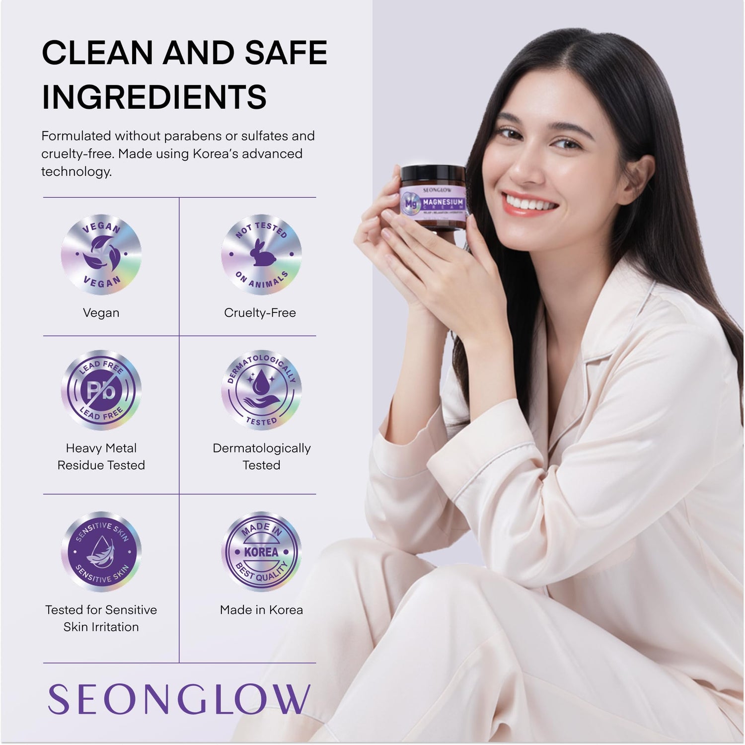 Magnesium Cream for Sleep &amp; Leg Cramps: Fast-Absorbing Lotion with Lavender &amp; Shea Butter, promotes relaxation for kids and adults, 4.06 Fl Oz – Made in Korea