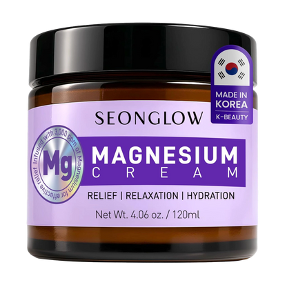 Magnesium Cream for Sleep &amp; Leg Cramps: Fast-Absorbing Lotion with Lavender &amp; Shea Butter, promotes relaxation for kids and adults, 4.06 Fl Oz – Made in Korea