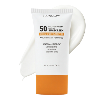 Sunscreen for Face SPF 50: Korean Daily Facial Moisturizer Sun Protector with Centella Heartleaf &amp; Vitamin E - Lightweight Formula No White Cast &amp; Water Resitant 0.68 OZ/ 20mL